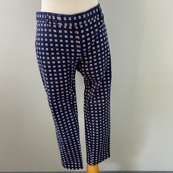 GAP Slim Cropped Blue‎ & Red Patterned Pants - Picture 2 of 11